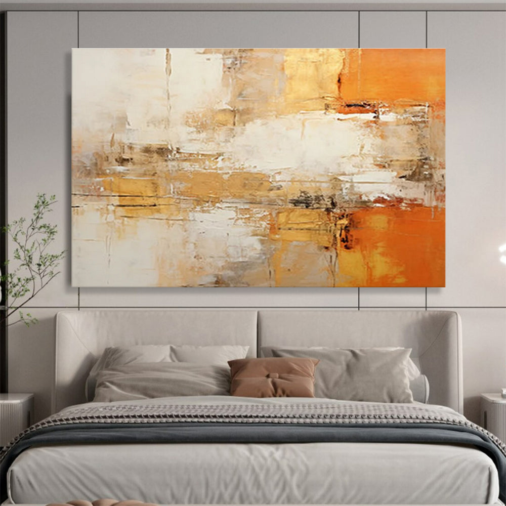 Oversized Canvas Art Multicolor Abstract Golden and Orange Painting WB210