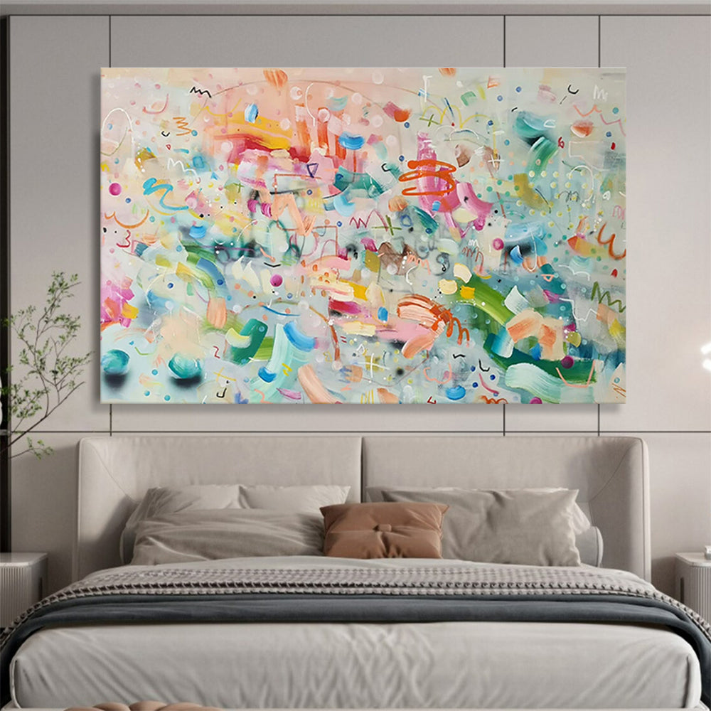 Modern Art Abstract Paintings Pastel and Bright Colors Playful Abstract Painting WB333