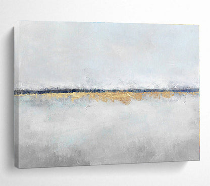 Huge Size Gray, White and Gold Abstract Minimalist Painting WB064