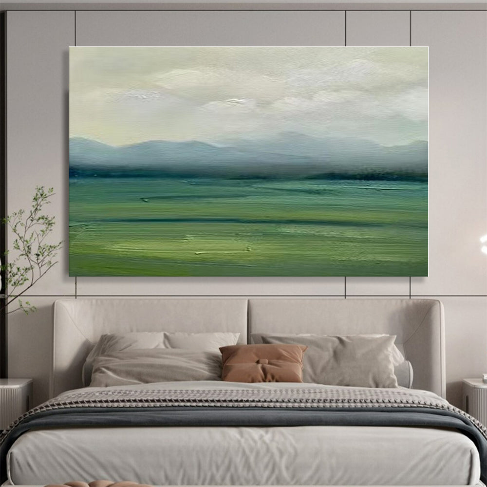 Green, Beige Abstract Landscape Acrylic Painting WB033
