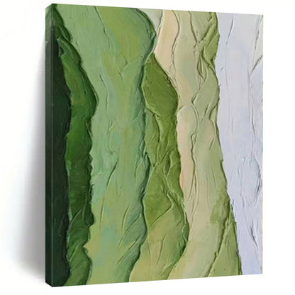 Hand-Painted Multicolor Green Abstract Textured Landscape Painting For Sale HS043