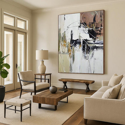 Gaint Canvas Art Multicolor Gestural Abstract, Oversized Abstract Wall Art HS348