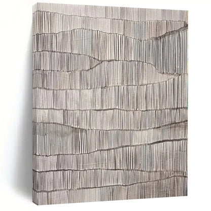 Hand-Painted Gray and White Textured Abstract Linear Painting For Sale HS016