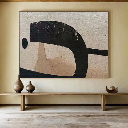Black, Beige Abstract Painting – Minimalist Acrylic Art WB049
