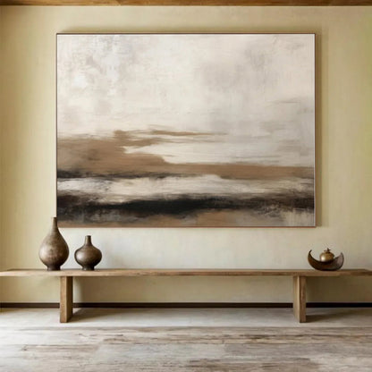 Huge Size Beige, Brown and White Abstract Landscape Painting WB088