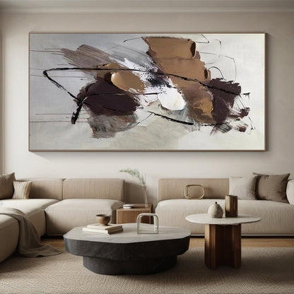 Handmade Art Neutral Tones with Textured Strokes Abstract Art HS584