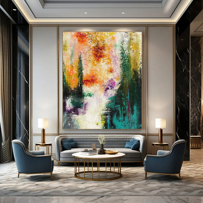 Green, Beige Abstract Seascape Art For Living Room and Coastal-Themed Bedroom WS459