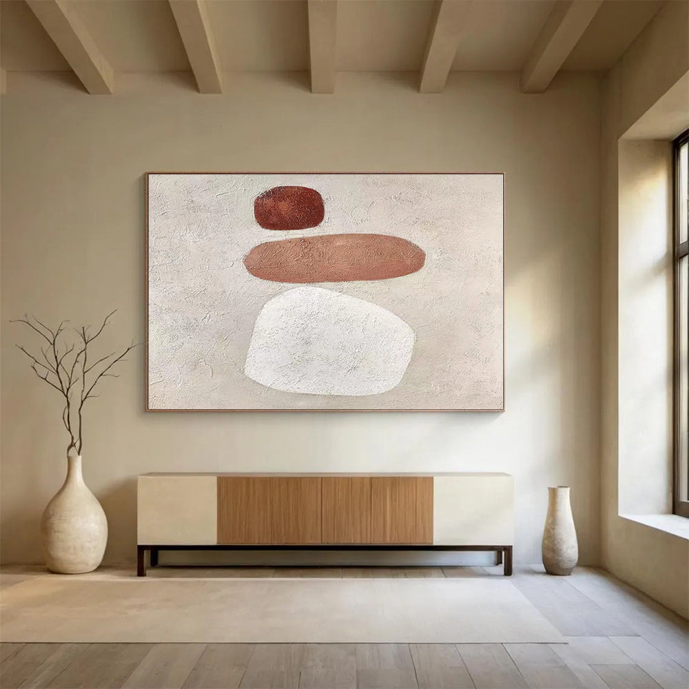 Big Size Brown, Beige and White Abstract Minimalist Painting WB119