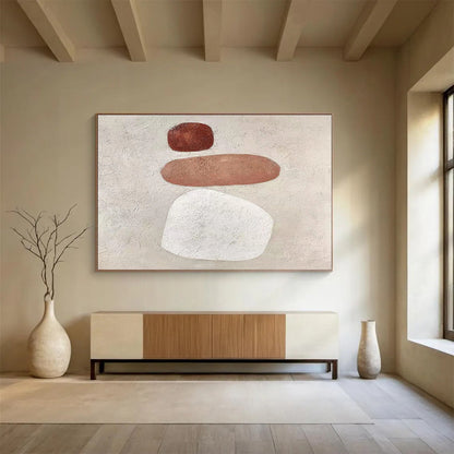 Big Size Brown, Beige and White Abstract Minimalist Painting WB119