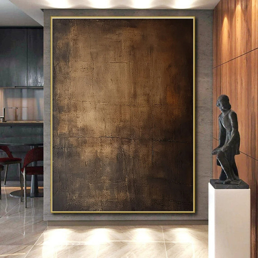 Minimalist Canvas Art Brown Textured Abstract Art HS623