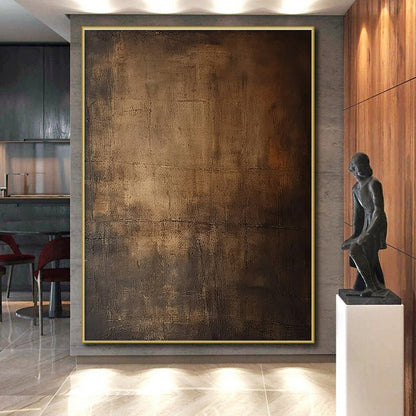 Minimalist Canvas Art Brown Textured Abstract Art HS623