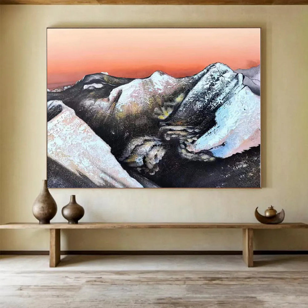 Extra Large Size Multicolor Abstract Mountain Landscape Painting WB128