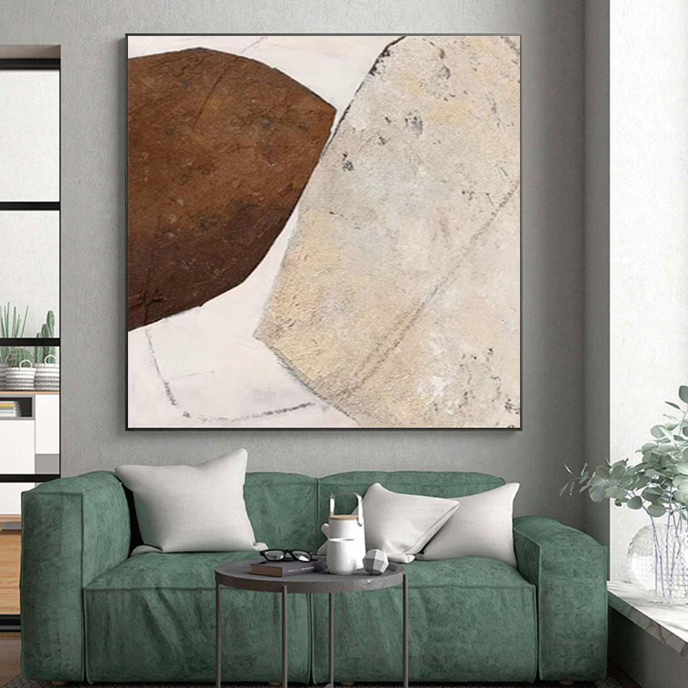 Handmade Art Brown & Beige Textured Abstract, Minimalist Canvas Art HS338