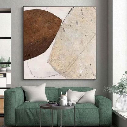 Handmade Art Brown & Beige Textured Abstract, Minimalist Canvas Art HS338