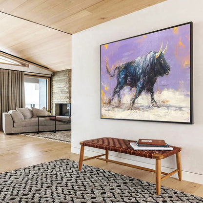 Blue, Black, Multicolor Abstract Bull Art For Sale WB403