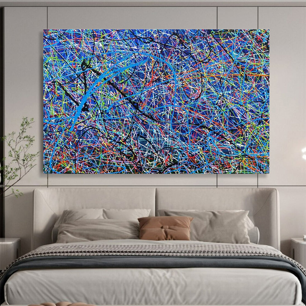 Red, Blue, Orange, Black Abstract Splatter Art For Sale WB398