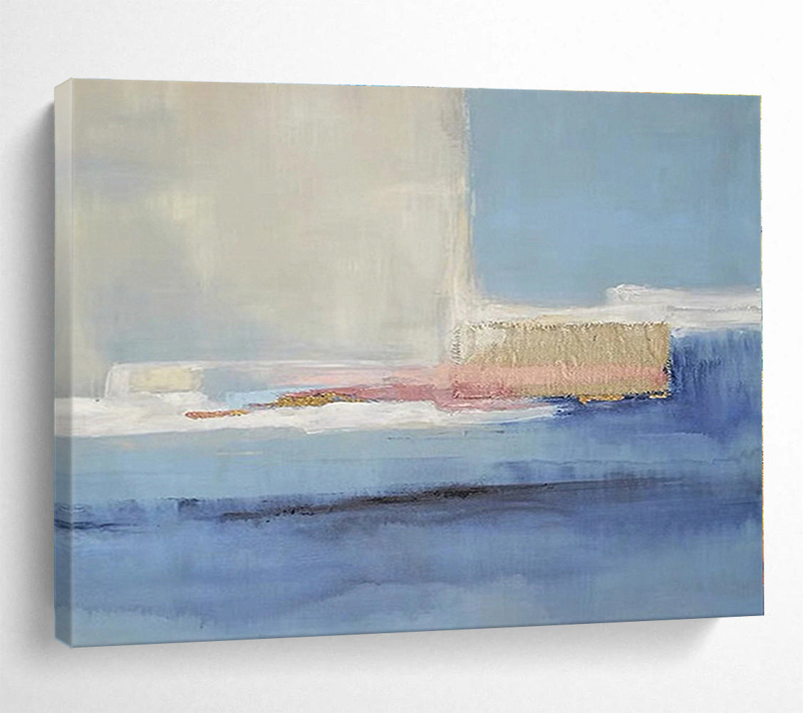 Big Size Blue, Beige and Pink Abstract Minimalist Painting WB098