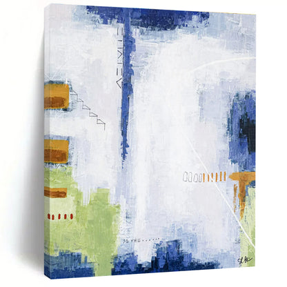Acrylic Modern Art Paintings Blue, Green, and Brown Geometric Abstract Painting On Canvas HS825