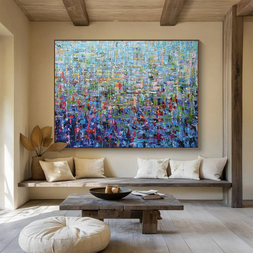 Multicolor Blue-Toned Abstract Textured Art For Sale WB412