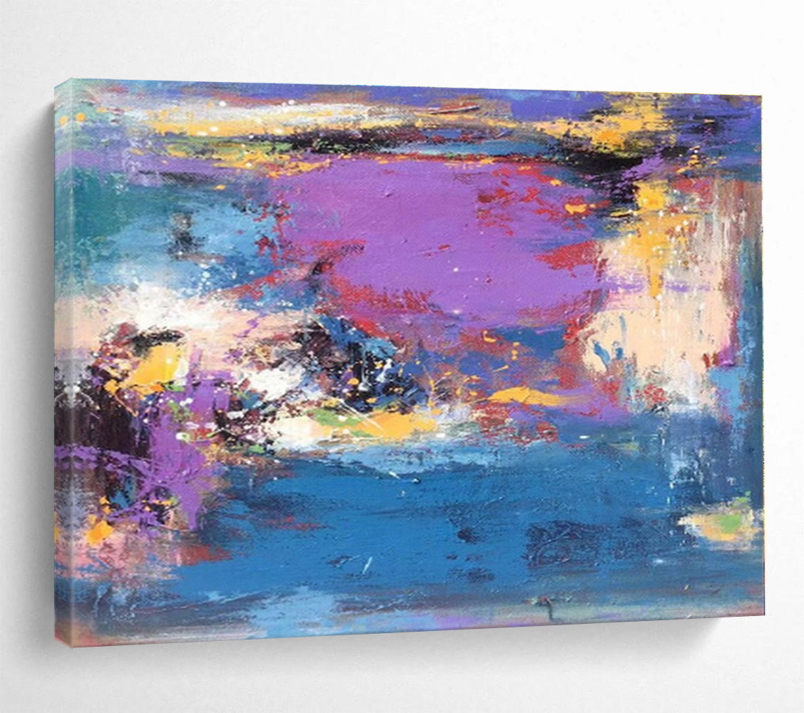 Huge Size Vibrant Purple and Blue Abstract Landscape Painting WB054