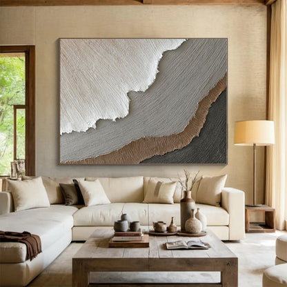 Big Size Beige, Gray and Brown Abstract Textured Painting WB066