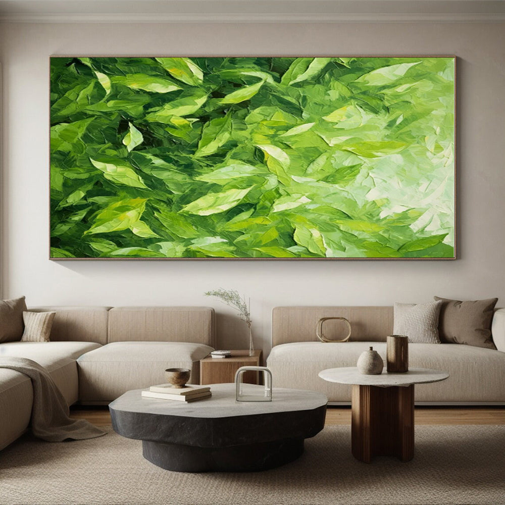 Hand-Painted Green Leafy Abstract, Acrylic Modern Art Painting HS341