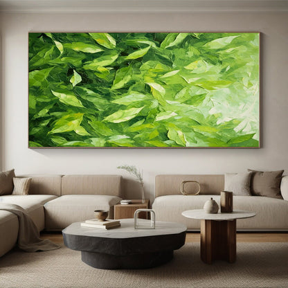 Hand-Painted Green Leafy Abstract, Acrylic Modern Art Painting HS341