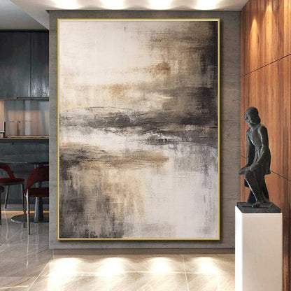 Hand Painted Art Beige & Gray Textured Abstract, Acrylic Modern Art Painting HS264