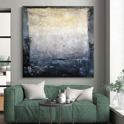 Huge Size Gray and Blue Abstract Textured Painting For Sale HS098