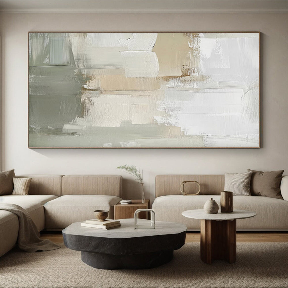 Handmade Art Beige & Gray Textured Abstract, Minimalist Canvas Art HS449
