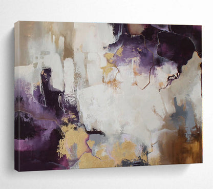 Purple, White, Gold Abstract Painting – Dynamic Acrylic Art WB045