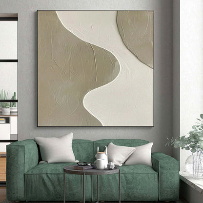 Minimalist Canvas Art Beige and White Textured Abstract Painting On Canvas HS812