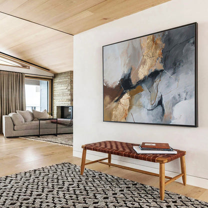 Gray, Brown, Gold Abstract Painting – Artistic Acrylic Composition WB046