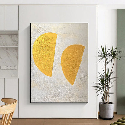 Hand-Painted Yellow Geometric Shapes Textured Abstract Art HS191