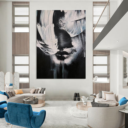 Black, White Abstract Figurative Art For Bedroom and Art Studio WS452
