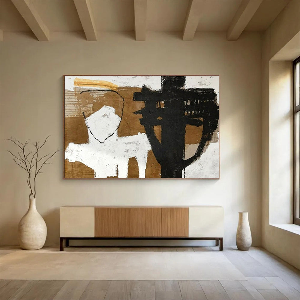 Brown, Black, White Abstract Figurative-Inspired Art For Sale WB383