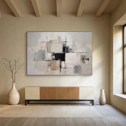 Modern Art Abstract Paintings: Neutral Tones Geometric Abstract Painting WB360