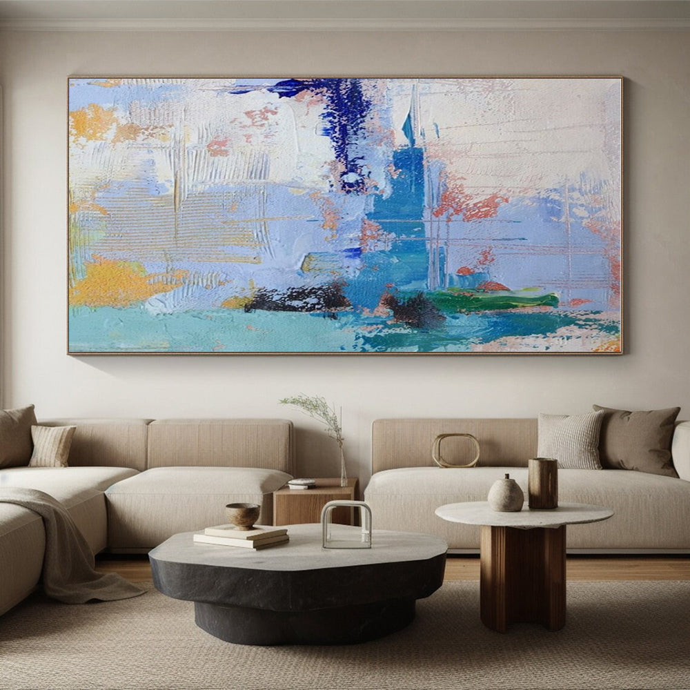 Acrylic Modern Art Paintings Blue, Green, and Yellow Dynamic Abstract Art HS767