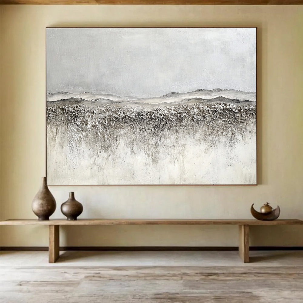 Horizontal Gray Textured Landscape Abstract Painting WB253
