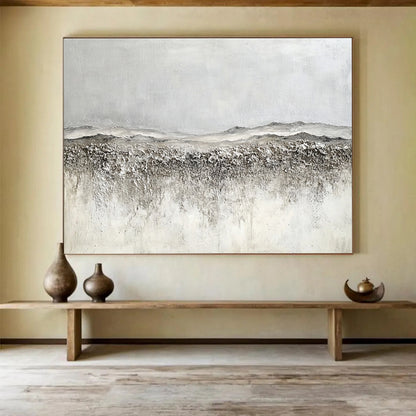 Horizontal Gray Textured Landscape Abstract Painting WB253