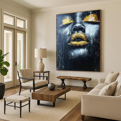 Black, Gold Abstract Figurative Art For Bedroom and Art Studio WS441