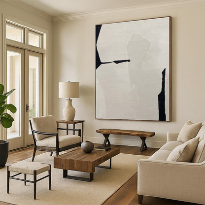 Minimalist Canvas Art Black and White Geometric Abstract Painting On Canvas HS794