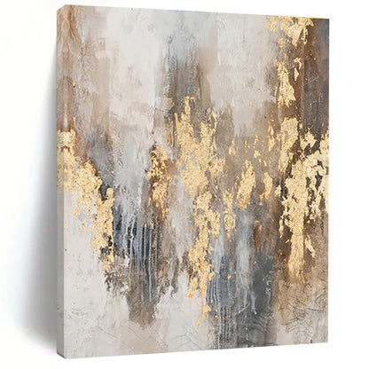 Large Size Acrylic Modern Art Paintings with Gold, Gray, Brown Textures - Oversized Abstract Wall Art HS503