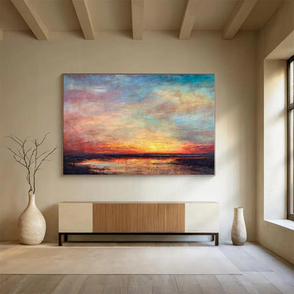 Extra Large Size Beige and Brown Abstract Landscape Painting WB138