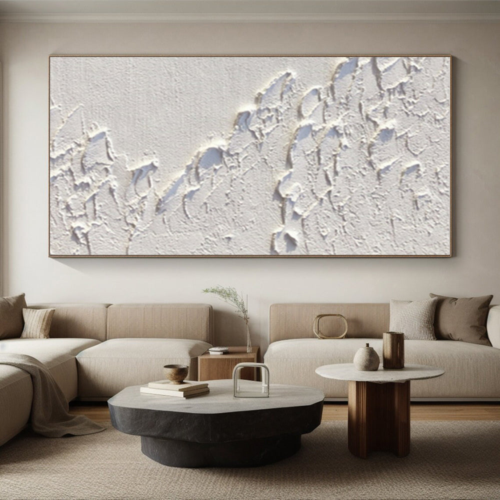 Minimalist Canvas Art White Textured Abstract Art HS744