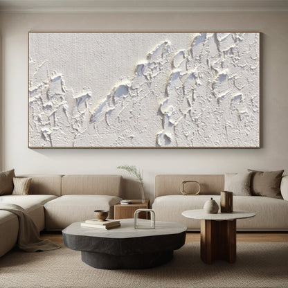 Minimalist Canvas Art White Textured Abstract Art HS744