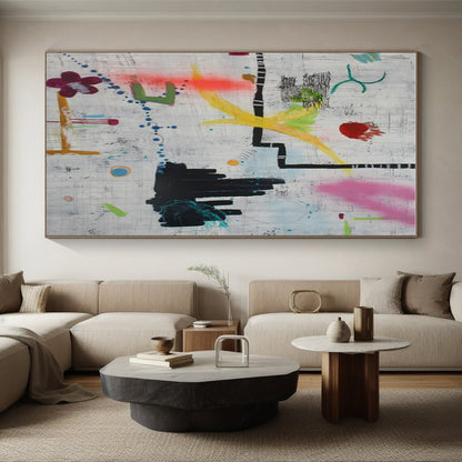 Handmade Art Multicolor Dynamic Abstract Painting On Canvas HS776