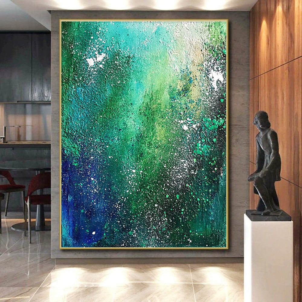 Unique Abstract Paintings Green and Blue Abstract Expressive Painting For Sale HS119