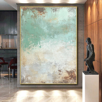 Unique Abstract Paintings Green and Brown Abstract Textured Painting For Sale HS130