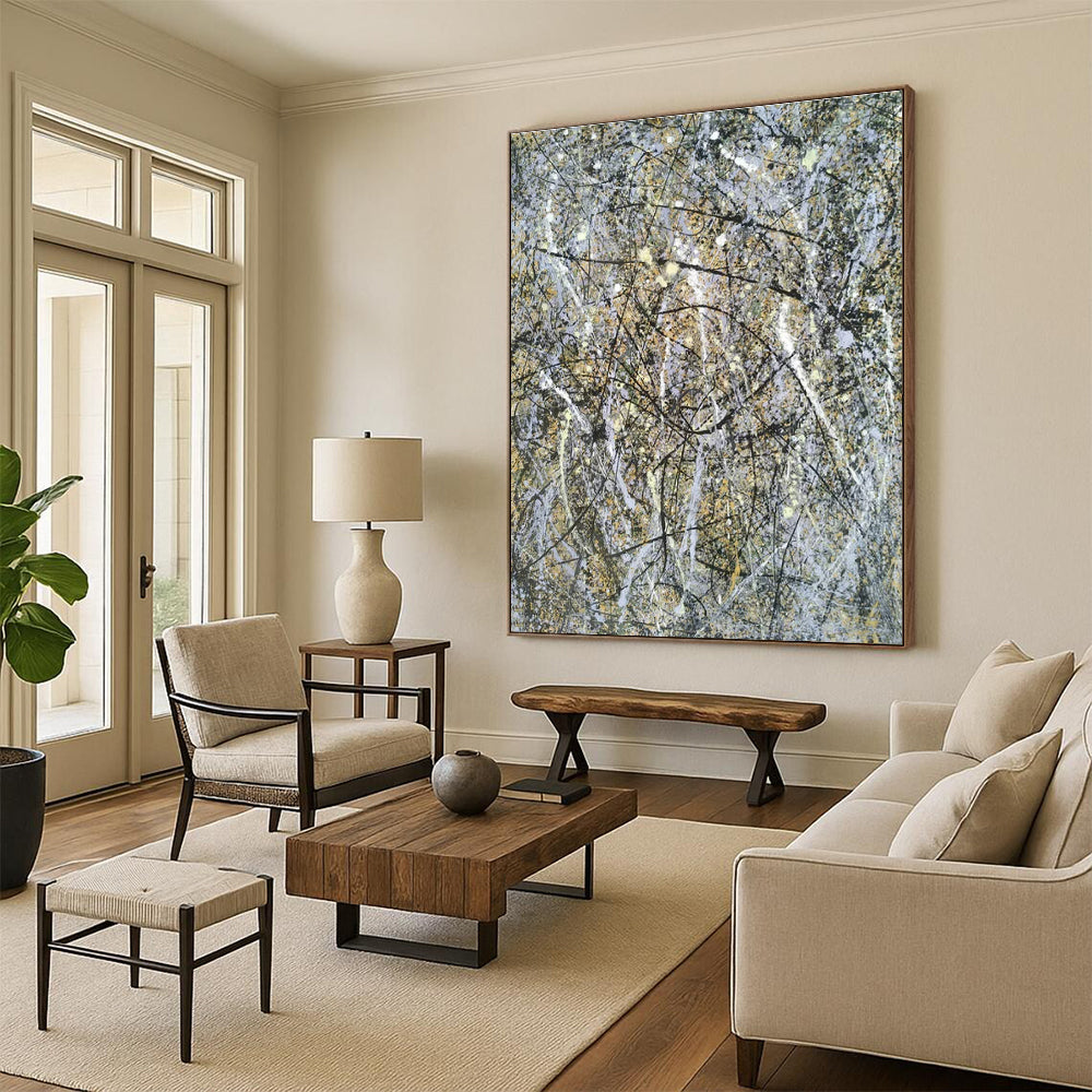 Cool Abstract Paintings Gray, Black, and Gold Splatter Abstract Art HS616